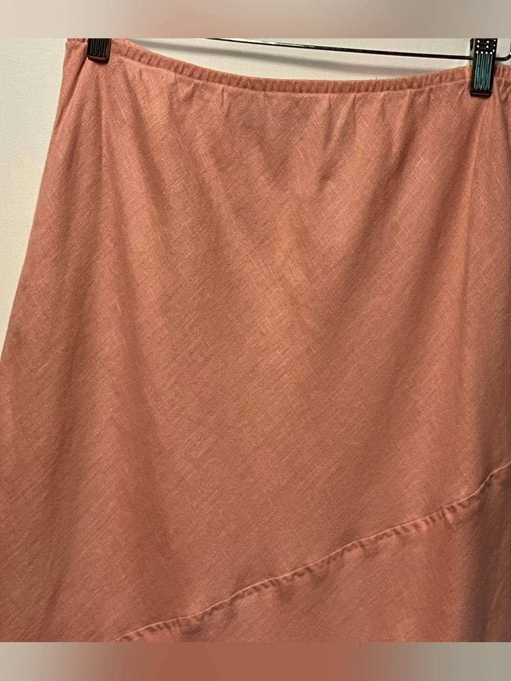 Nordstrom 100% Linen Blush Pink Maxi Skirt Large Pull On Cottage Prairie Coastal - Picture 3 of 9
